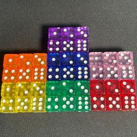 Dés en acrylique transparents colorés YIQI de 16 mm à angle droit pour jeux de rôle de table, accessoires éducatifs et de divertissement