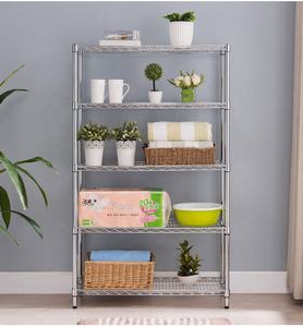 강철 선반 당 무게를 적재하는 800lbs 5 개의 층 NSF 지하철 사무실 크롬 끝에 있는 산업 저장 벽돌쌓기 철사 금속 선반설치 - Product Image 4