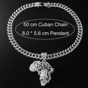 New Simple Personalization Design Geometric Shaped Leopard Head <b>Animal</b> Pendant Necklace Hiphop Mens Necklace Wholesale Jewelry - Product Image 4