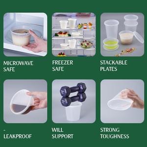 Contenitori per Alimenti LR <span class=keywords><strong>con</strong></span> Coperchi 8oz, 12oz, 16oz, 24oz, 32oz, Coppette Trasparenti per Freezer, Senza BPA, Ermetiche, Rotonde per Preparazione Pasti - Product Image 4