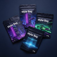 Sacs Mylar refermables à fermeture éclair, anti-odeur, imprimés numériquement sur mesure, 3,5 g, pochettes verticales