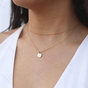 Collana Gemnel Fashion in Argento Sterling 925 Placcato Oro 18k con Catena Satellite Semplice e Perline Glitterate - Product Image 5