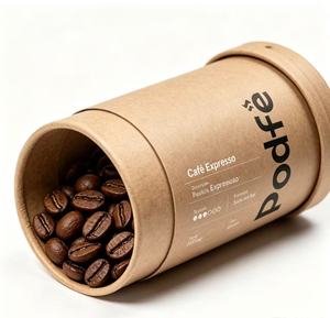 Eco-Friendly Kraft Paper Coffee Tube With Open <b>Window</b> Recyclable Cylindrical Canister For Coffee Beans Storage - Product Image 3