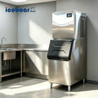 Machine à glaçons commerciale à économie d'énergie 200 kg/24h, machine à glaçons en acier inoxydable avec refroidissement par air et eau