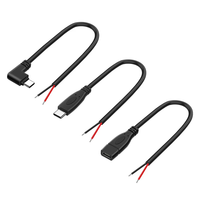 Câble Pigtail à extrémité ouverte avec gaine en PVC, personnalisable, USB Type-C mâle vers femelle, 2/4 conducteurs dénudés