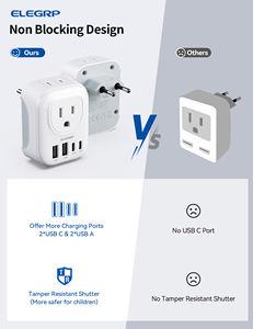 Convertisseur de prise de courant ELEGRP US vers européen Adaptateur de voyage universel pour prise portable Espagne Italie France Allemagne - Product Image 2
