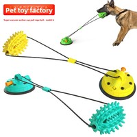 Jouet à mâcher pour chien en plastique – Balle de jeu de la force à ventouse, à picots, durable, pour le nettoyage des dents, avec fonction sonore