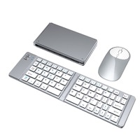 Clavier et souris mini pliables ultra-fins et silencieux, combo à trois modes de charge pour tablettes, téléphones, ordinateurs portables