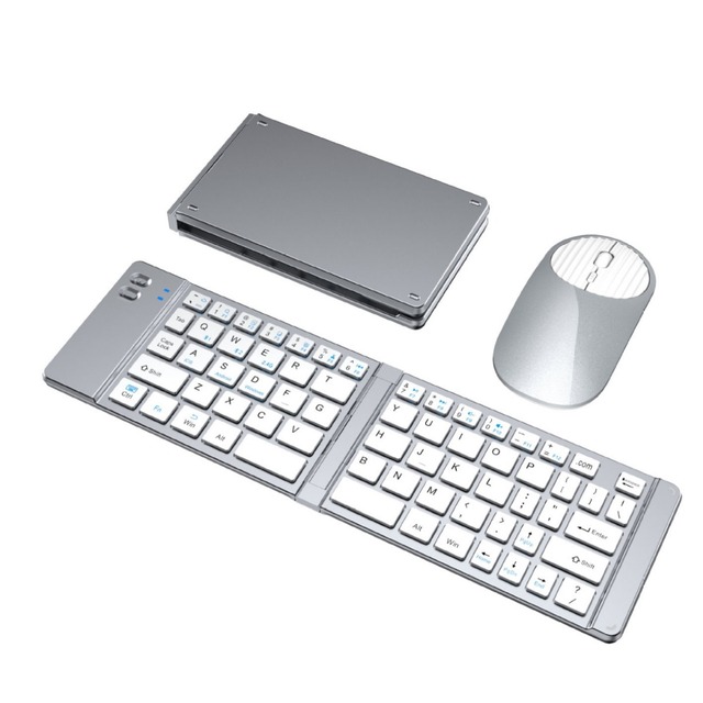 Ultra-Thin Foldable Mini Silent Keyboard and Mouse Combo Three-Mode Charging for Tablets Phones Notebook