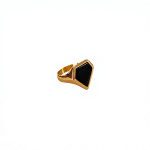 Natural Black Onyx Signet <b>Ring</b> Geometric Shield Gemstone <b>Ring</b> Unisex <b>Mens</b> Statement Jewelry Custom Gold Plated <b>Silver</b> <b>Ring</b> - Product Image 6