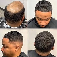 Système de remplacement capillaire en cheveux humains bouclés afro, dentelle française 1 mm, toupet en cheveux vierges noir de jais pour hommes