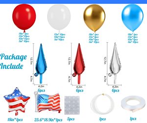 Cautiva a tus Invitados con la Encantadora Guirnalda de Globos Patrióticos que Resplandece de Libertad y Diversión, Ideal para una Fiesta del 4 de Julio Inolvidable - Product Image 3