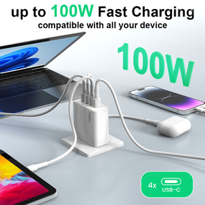 อะแดปเตอร์ชาร์จไฟ SChitec 100W USB-C แบบติดผนัง 4 พอร์ต Type-C PD3.1 ชาร์จเร็ว Gan สำหรับแล็ปท็อปและอุปกรณ์อื่นๆ - Product Image 2