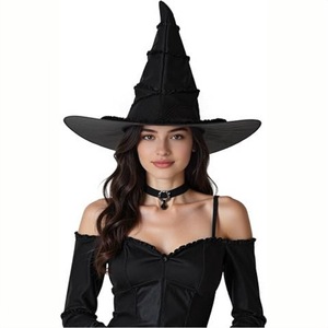 PARTYMENT <span class=keywords><strong>Chapeau</strong></span> de sorcière en dentelle noire plissée en maille pour Halloween, costume de cosplay de <span class=keywords><strong>sorcier</strong></span>, sorcière, magicien pour fête - Product Image 2