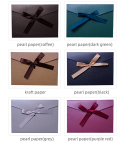 Nhà Máy Bán Buôn Tùy Chỉnh Kích Thước Ngọc Trai Giấy Kraft Quà Tặng Đầy Màu Sắc Thẻ Bưu Thiếp Với Ribbon Tie Gói Màu Đỏ Phong Cách Ví Phong Bì - Product Image 4