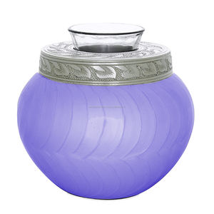 Azul y de vela de plata de cremación urna con hojas banda para niño Funeral Memorial para mascotas o cenizas humanas candelita urna - Product Image 1