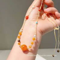 Collier pendentif en ambre naturel avec perles entretoises en perles, style réglable, cadeau de mariage pour femme