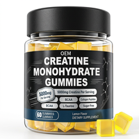 Gummies de créatine monohydrate à marque privée OEM, 60 unités, 5000 mg, saveur citron, complément alimentaire
