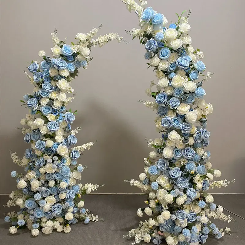 A-HOA004 ขายส่งดอกไม้แตรประดิษฐ์โค้งยิปโซดอกไม้ประดิษฐ์โค้งผ้าไหมกุหลาบดอกไม้งานแต่งงานโค้งฉากหลัง