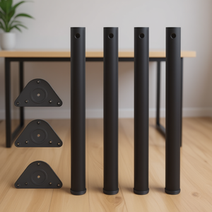 Pieds de meubles réglables en hauteur noirs, supports de table en métal de 28 pouces, design minimaliste - Product Image 2