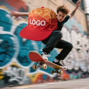 Custom Lightning Printing Mesh Sublimation 5-Panel Sporty Golf <b>Cap</b> <b>Flat</b> with Brim Trucker Hat - Product Image 2