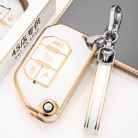 Housse de clé de voiture en caoutchouc souple TPU CJ Gold Edge pour Jeep Wrangler Sahara 2018-2021, 4 boutons, pliable, protection anti-chute
