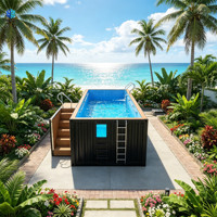 Piscine en conteneur maritime de 20 pieds, piscine modulaire préfabriquée avec fenêtre d'observation, piscine hors sol extérieure