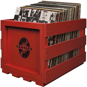 Record Storage Crate Holds up to 75 Albums, Red