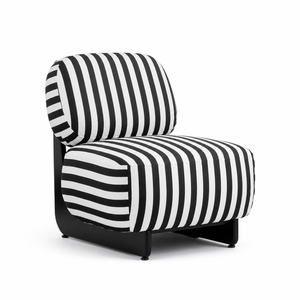 <strong>Black</strong> White Stripe <strong>Occasional</strong> <strong>Chair</strong> with Curved Backrest Upholstered Seat and Low Profile Base Home Furniture Character Count - Product Image 3