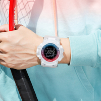 Montre numérique sportive SMAEL 8082, boîtier en plastique, affichage LED, bracelet en silicone, alarme lumineuse, chronomètre, chronographe, étanche 50 bars
