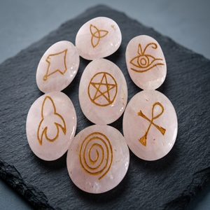 Juego de arco de cuarzo rosa de piedra natural, juego de cristal Wiccan y Reiki, artesanías de piedra semipreciosa hechas a mano - Product Image 2