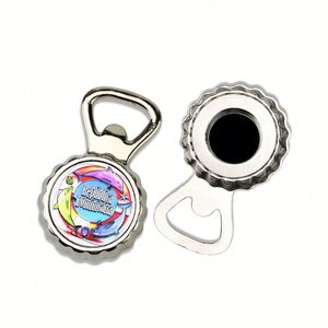 Custom Wedding White Plastic Beer Cap Shape Magnetic Metal Bottle Opener <b>Fridge</b> Magnet - Product Image 2