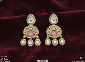 Ensemble de boucles d'oreilles anciennes en mehendi, design ethnique traditionnel, bijoux indiens pour femmes, occasions culturelles festives - Product Image 4