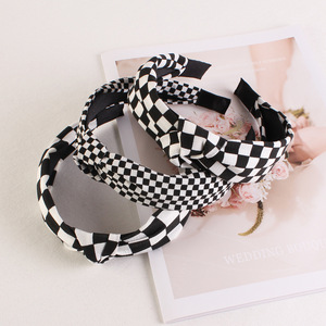 Mật Ong Mới Đơn Giản Màu Đen Và Trắng rô Headband Trang Điểm Rửa Mặt Cố Định Tóc Cao Headband Tóc Phụ Kiện Cho Phụ Nữ - Product Image 3