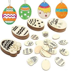 Adorno de Madera de Boj con Forma de Huevo de Pascua, Decoración para Fiesta de Pascua, Manualidades, Chips de Madera para Manualidades - Product Image 3