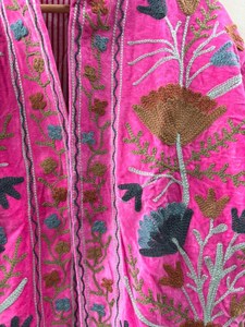 <b>Pink</b> Velvet Suzani Animal Print Quilted Lace Cotton Breathable Button Winter Handmade Uzbek Embroidered Boho <b>Jacket</b> Women Bulk - Product Image 3
