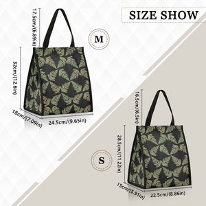 Custom Logo Work Office Reusable Food Delivery Portable Hawaii Fern Design Insulated Thermal Lunch Cooler Bag with Velcro - Product Image 4