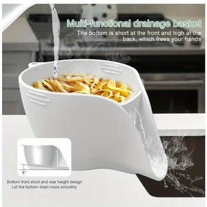 Multifunctional Food Grade Silicone Kitchen Strainer Drain <b>Basket</b> Colander <b>Basket</b> for Pasta Vegetable and Fruit - Product Image 4