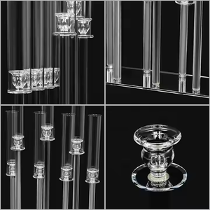 High Quality 7-Arms Wedding Table Centerpieces <strong>Candle</strong> <strong>Holders</strong> Long Stemmed Modern <strong>Glass</strong> Tube Chimney Crystal Candelabra - Product Image 3