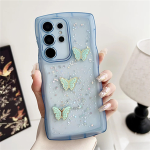 Clair Vague Cadre Dessin Animé Papillon Paillettes étui pour samsung S24 S23 Ultra Note20 S22 <span class=keywords><strong>S21</strong></span> Plus S20 FE A54 A34 A55 A35 A25 A15 - Product Image 5