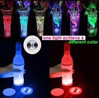 Logo personnalisé LED dessous de verre rond Flash tasse tapis bouteille autocollant lumières pour vin liqueur bouteille boissons fête Bar fête