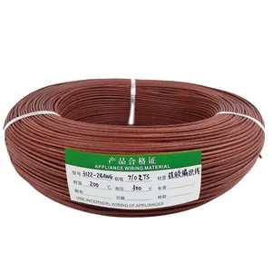 Silicone borracha cabo silicone fibra de vidro trançado fio eletrônico UL3122 16AWG 18AWG 20AWG 22AWG 24AWG 26AWG