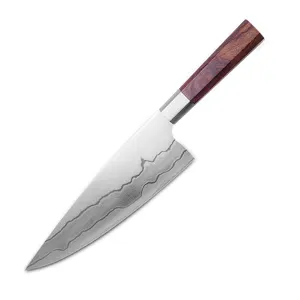 gyuto चाकू सेट Suppliers-एम्बर जापानी दमिश्क चाकू 440C gyuto महाराज चाकू 8 इंच रसोई के चाकू सेट