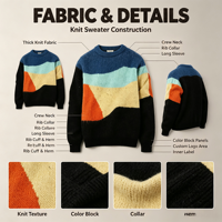Pull-over tendance patchwork multicolore pour homme, col rond, tricot jacquard, personnalisable avec logo (ODM & OEM)