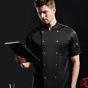 Camisa de abrigo de Chef de manga corta con diseño de botón de doble línea Uniforme de Chef Cook - Product Image 5