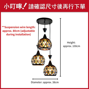 Suspension industrielle noire mate à découpe triangulaire, avec 3 ampoules LED, D38xH100cm, pour salle à manger - Product Image 2