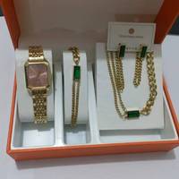 Ensemble de 5 montres élégantes rectangulaires pour femmes, montres-bracelets à quartz tendance pour dames, ensemble de bijoux en acier inoxydable