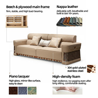 Ensemble de canapés italiens modernes design, accoudoirs texturés verticaux, structure en bois massif, cuir Nappa, 1, 2 ou 3 places, personnalisable