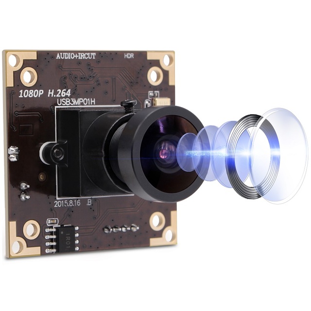 ELP 3.0MP H.264 wide angle free driver mini WDR USB Camera Module with microphone