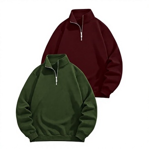 Sweat-shirt d'hiver pour homme à demi-zip, 100 % coton molletonné, couleur unie personnalisable, logo OEM, tissu French Terry - Product Image 1